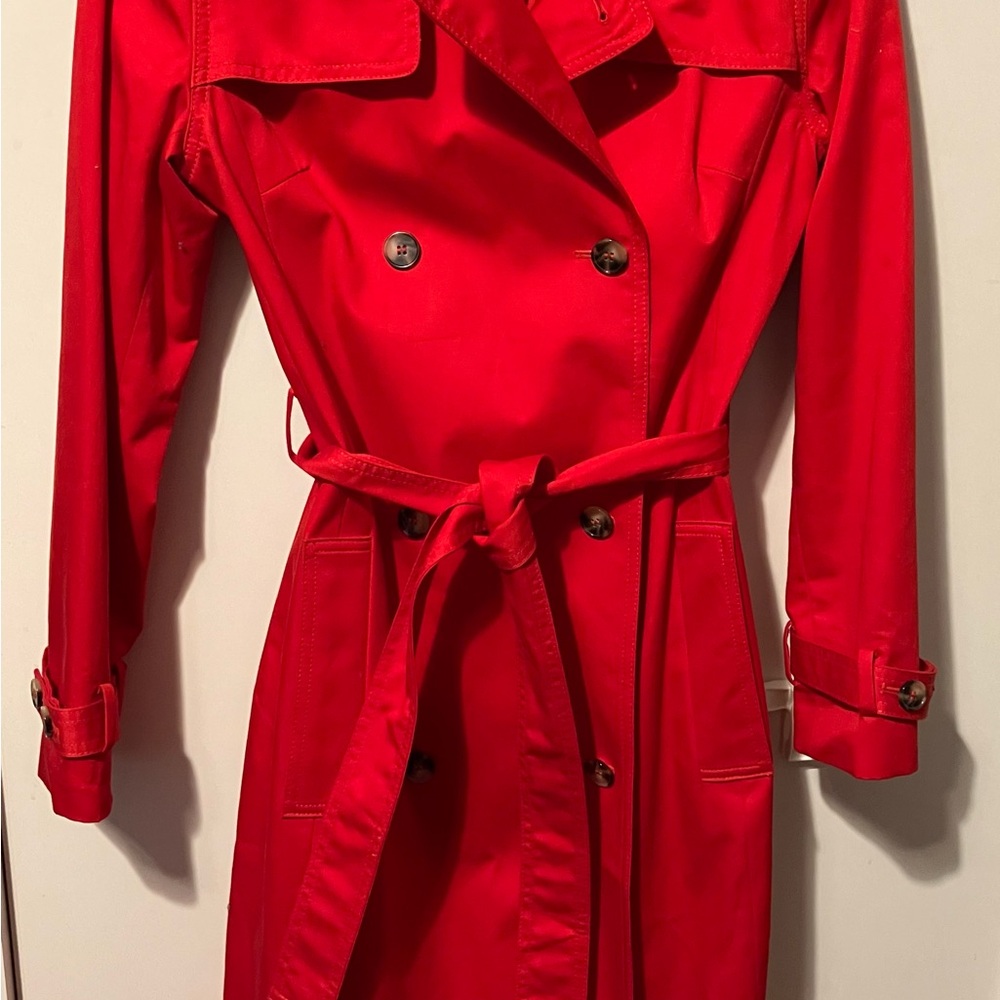 Red Double-Breasted Trench Coat